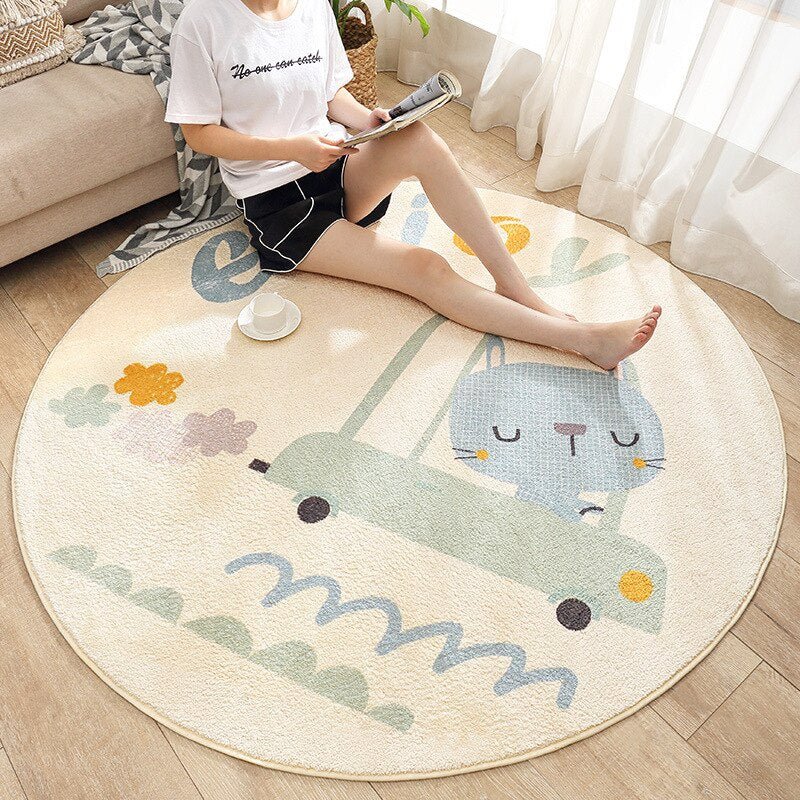 'Happy cat and friends' Big size cat carpet cat rug for living room