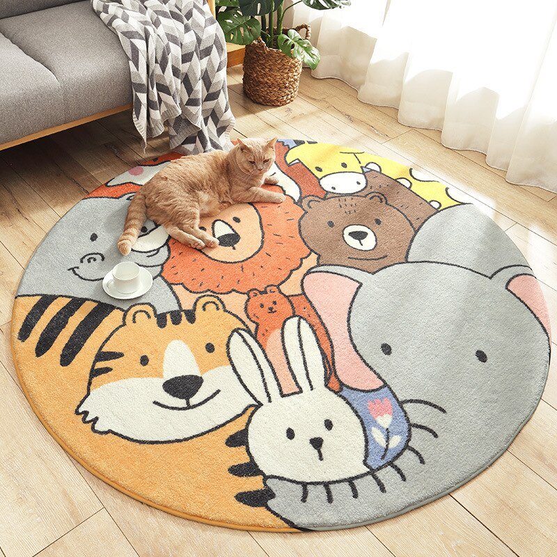 'Happy cat and friends' Big size cat carpet cat rug for living room