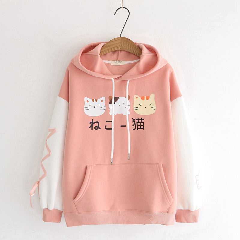 pink color hoodie made for cat moms with cute cat design