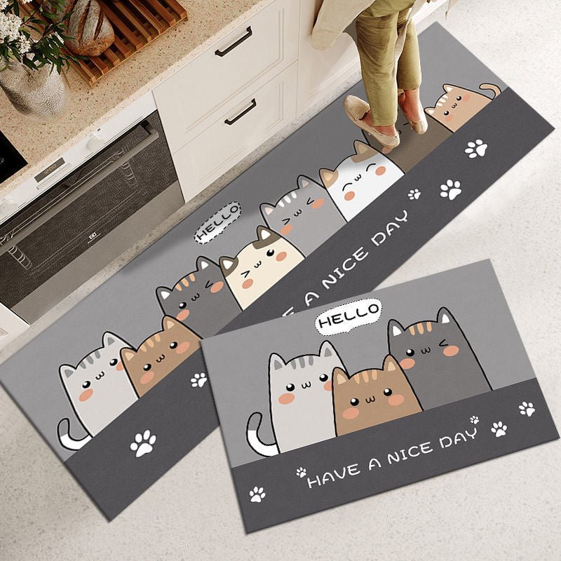 'Have a nice day' welcome cat rug for home