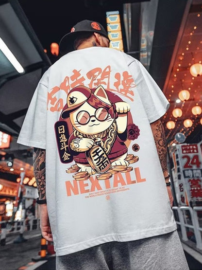 'Hope You Get Rich!" Chinese Lucky Cat Y2K T-Shirt