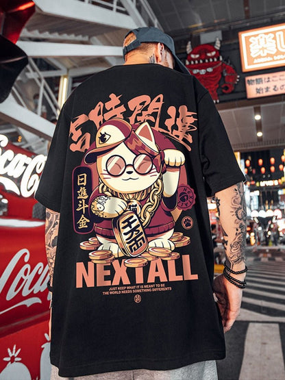 'Hope You Get Rich!" Chinese Lucky Cat Y2K T-Shirt