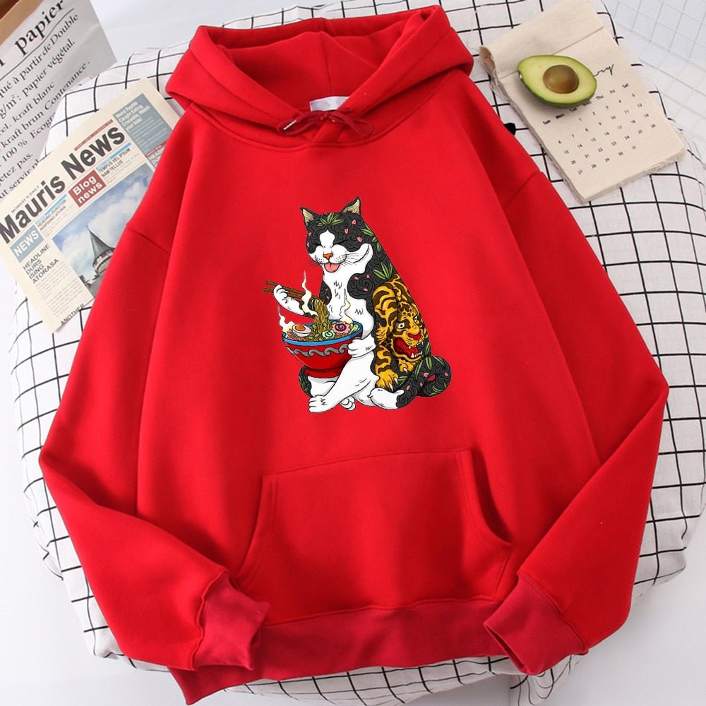 'Hot ramen' Japanese harajuku cat hoodie