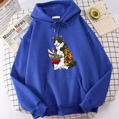 'Hot ramen' Japanese harajuku cat hoodie