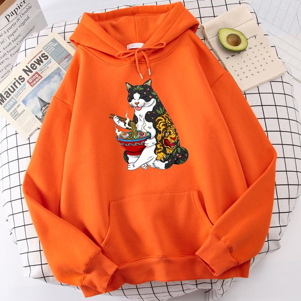 'Hot ramen' Japanese harajuku cat hoodie