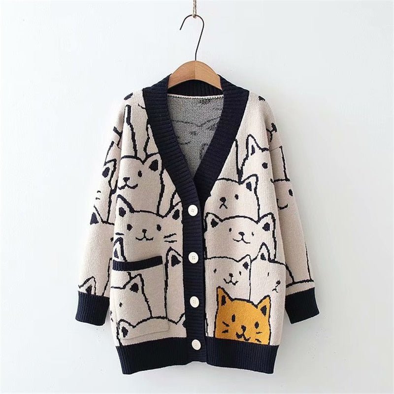 Kawaii Cat Cardigan | Outerwear With Outstanding Ginger Cat Design