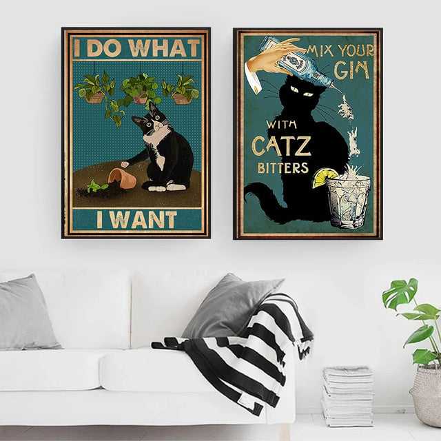 I do what i want high quality cat canvas art for home