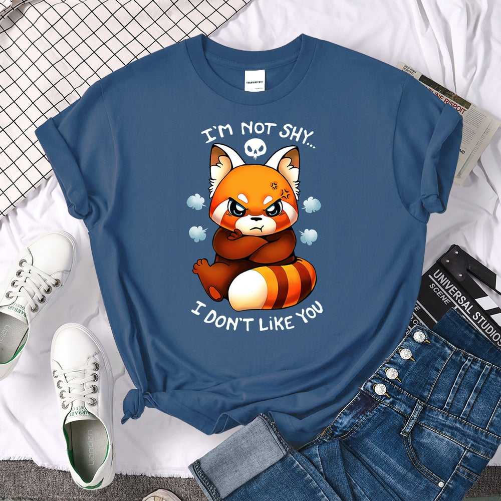 cat mom shirt with fox like cat design in haze blue color