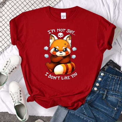 red color womens cat shirts with I Dont Like You design