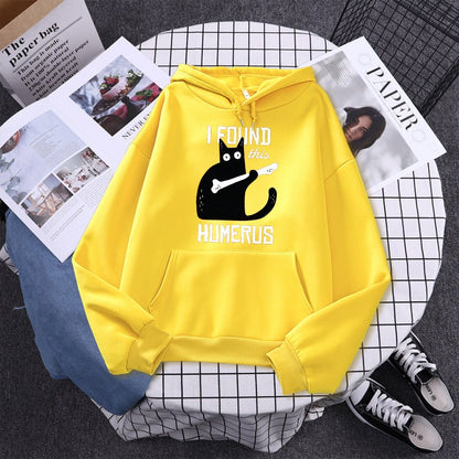 'I found this humerus' funny cat hoodie