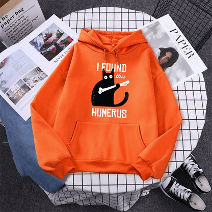 'I found this humerus' funny cat hoodie