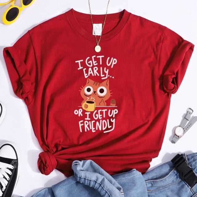 red cute cat t shirts  illustrations for female