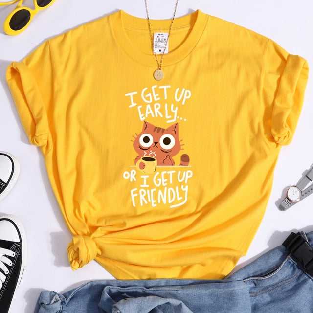 cat mom shirt in yellow color
