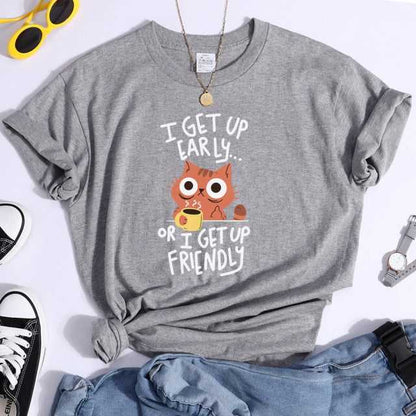 cat tee shirts for women in grey