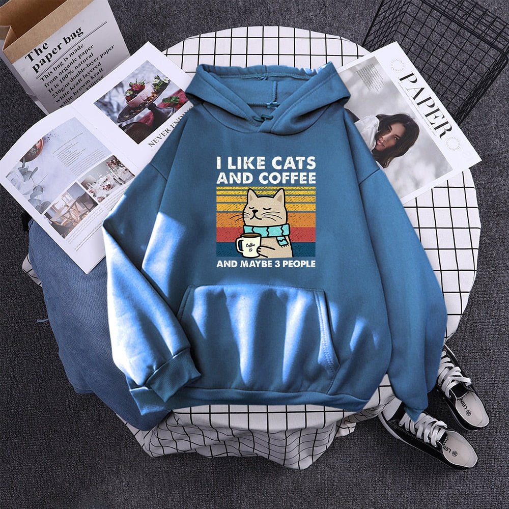 'i like cats and coffee' funny cat hoodie