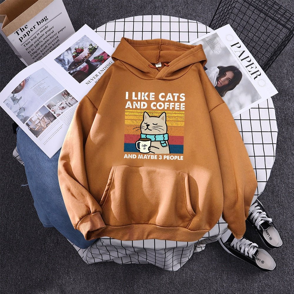 'i like cats and coffee' funny cat hoodie