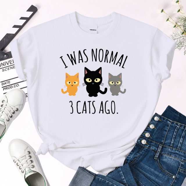 adorable Women's Cat Shirt in white color with 3 adorable cats and it's available in various colors
