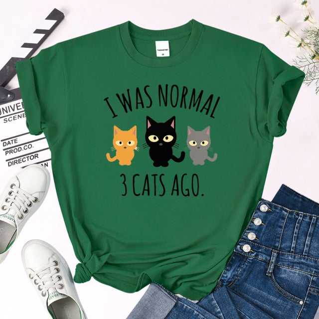 cat mom t shirts in green color