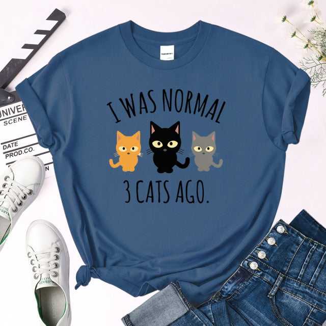 female cat shirts funny in haze blue color