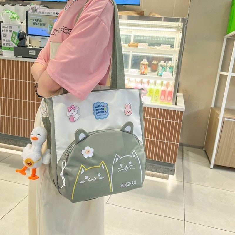 Japanese kawaii cartoon cat tote bag