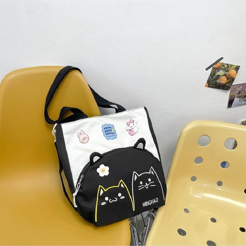 Japanese kawaii cartoon cat tote bag