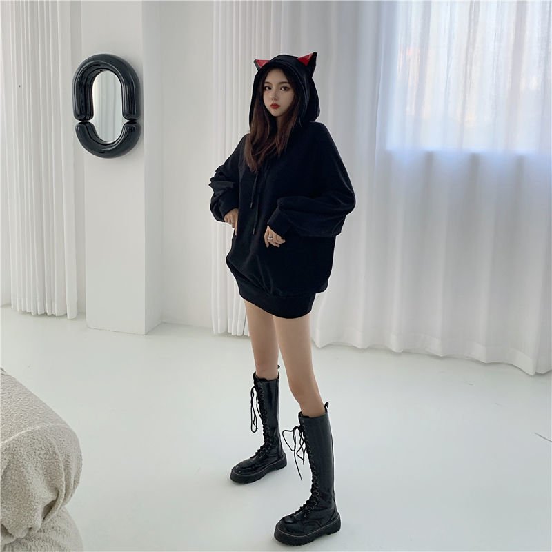 Japanese kawaii hoodie with cat ears for cat lady