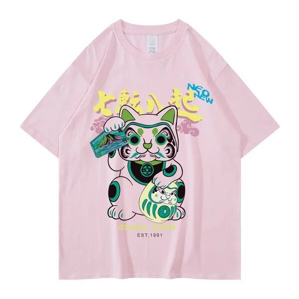 Loud & Lively Fashion | Japanese Neon Fortune Cat T Shirt