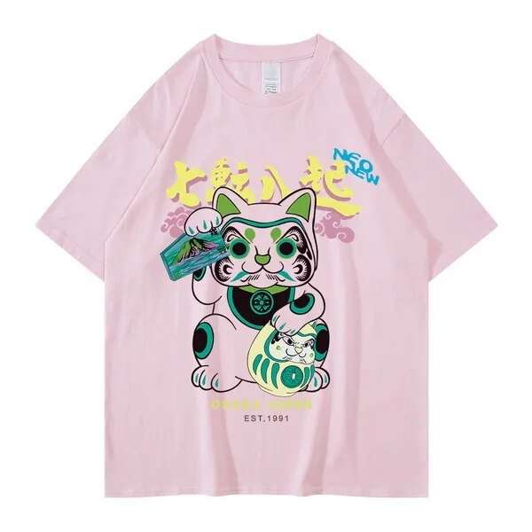 Colorful and vibrant Japanese cat t-shirt perfect for making a statement.