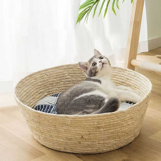 Japanese style cat basket bed