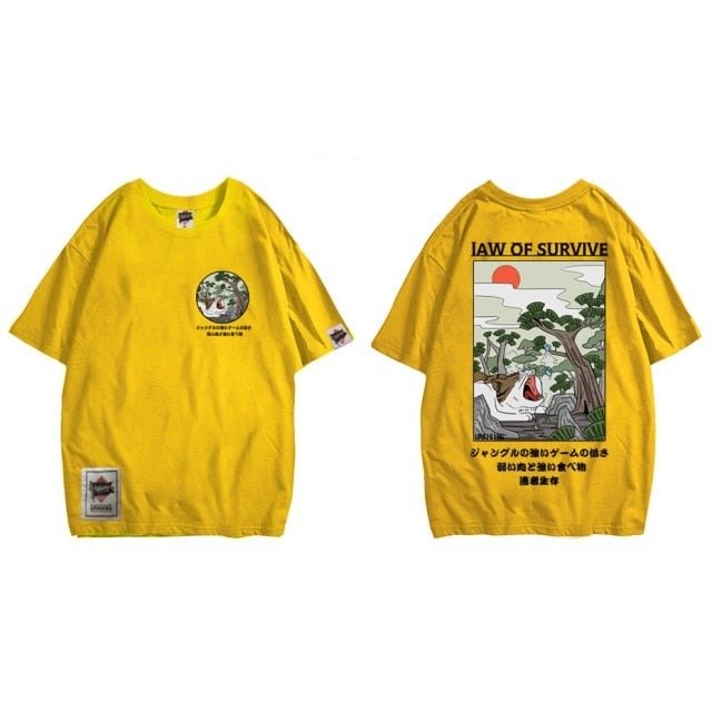 yellow color harajuku style mens cat shirts
