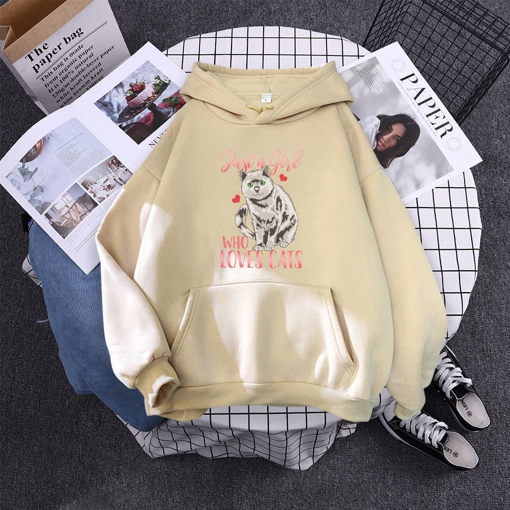 beige color adorable womens cat hoodie with a picture of an angle cat