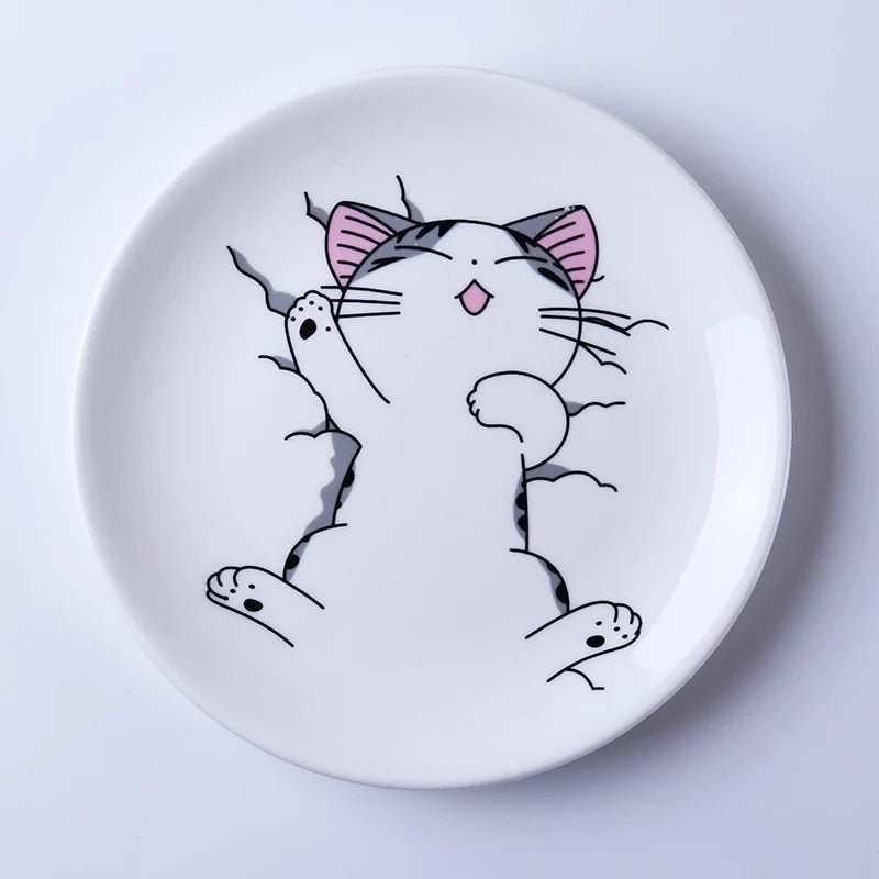 Kawaii cartoon cat ceramic plate