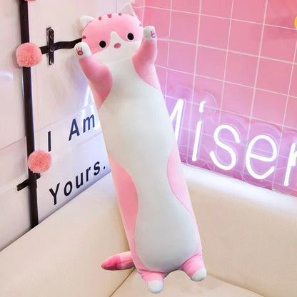 a pink cat plush for snuggle