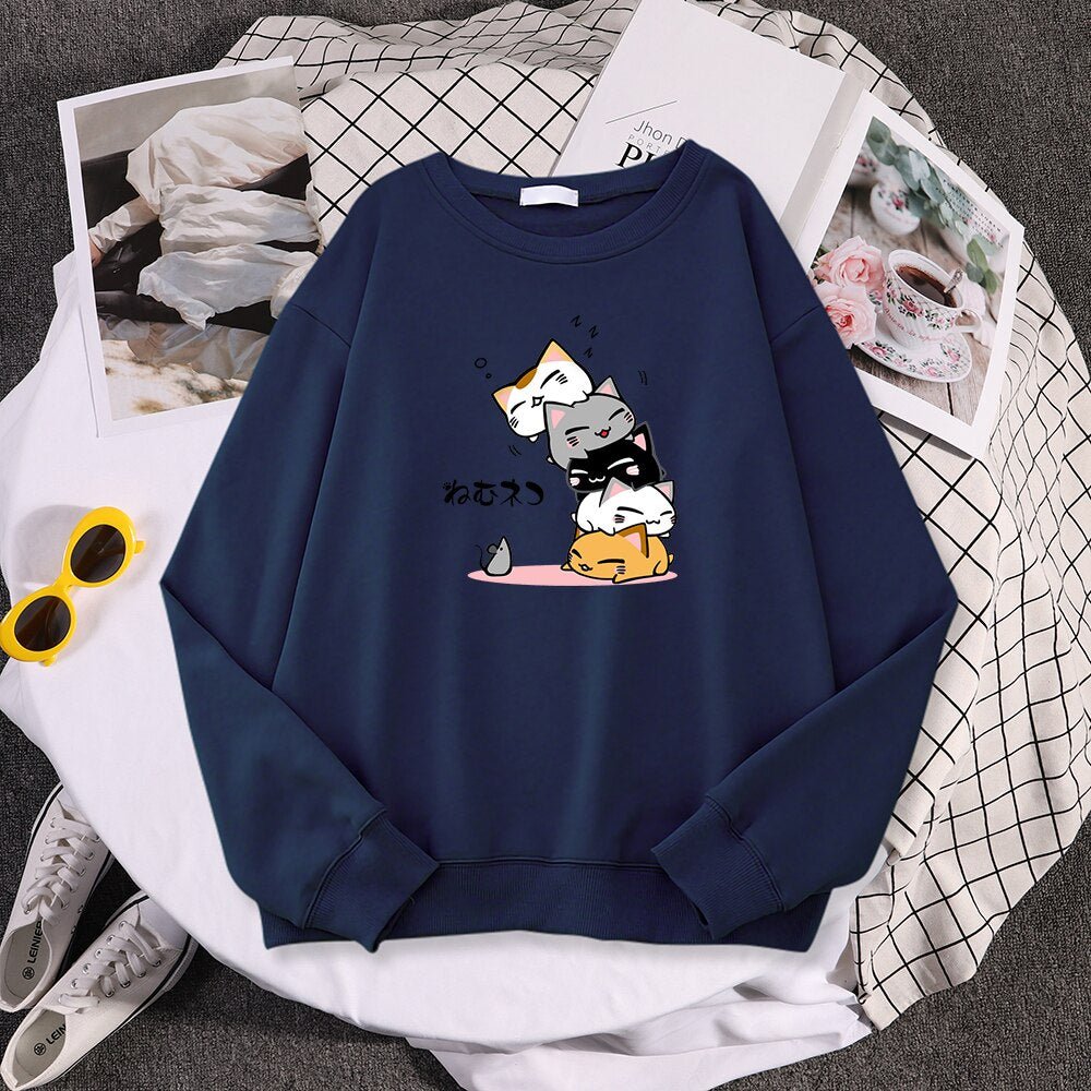 Kawaii japanese style cartoon kitten sweatshirt