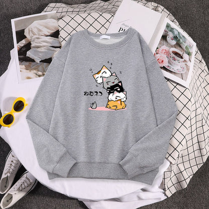 gray kawaii cat sweatshirt designed for cat mom