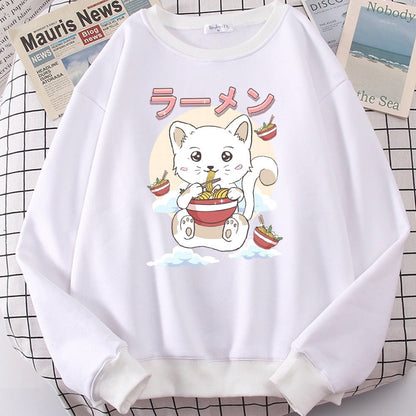 Kawaii Ramen Eating Cat Sweatshirt