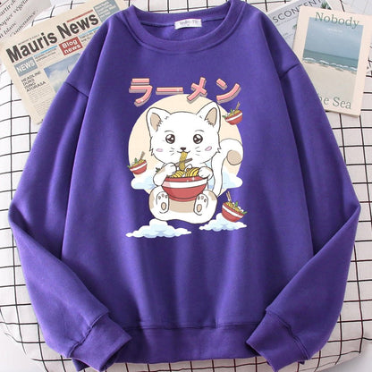 Kawaii Ramen Eating Cat Sweatshirt