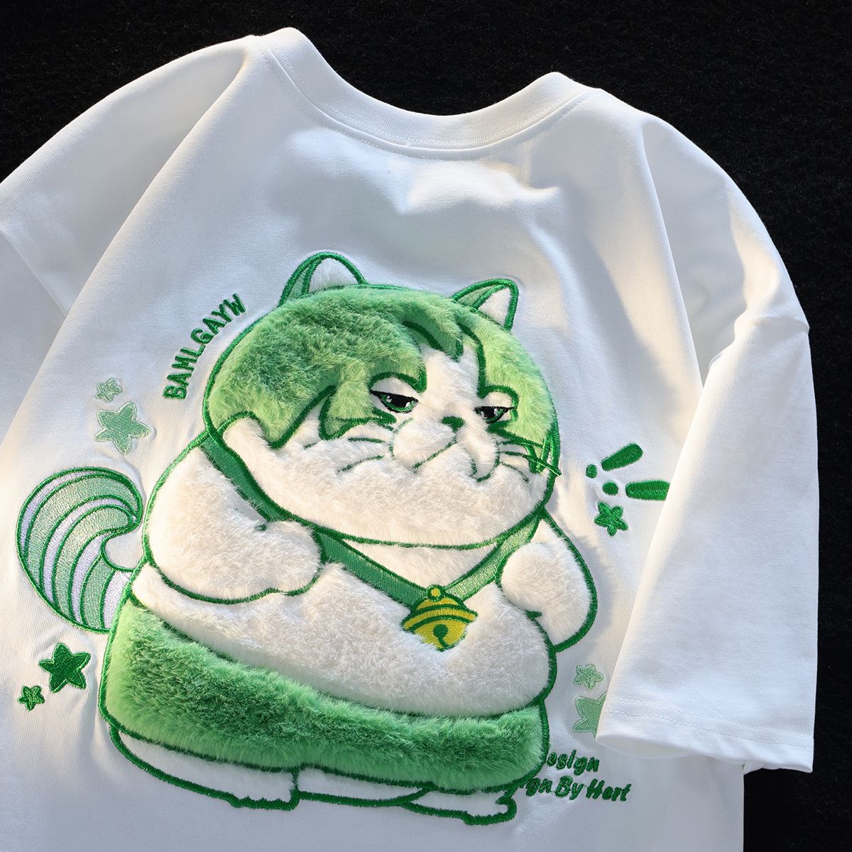 Kawaii Unisex Fat Cat T-Shirt With Fluffy Cat Pattern