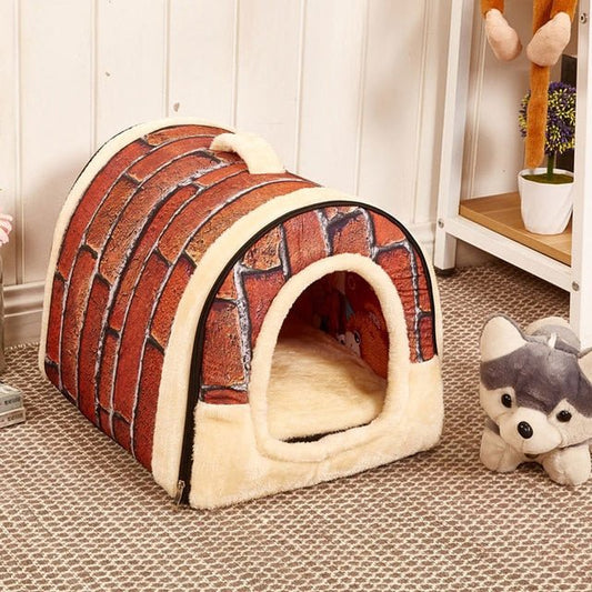dome style cat bed with a creative design of a small kennel with an enclosed space