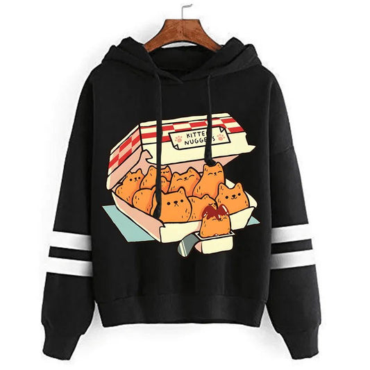 Kawaii Cat Hoodie with 9-piece kitten nuggets and BBQ dip design