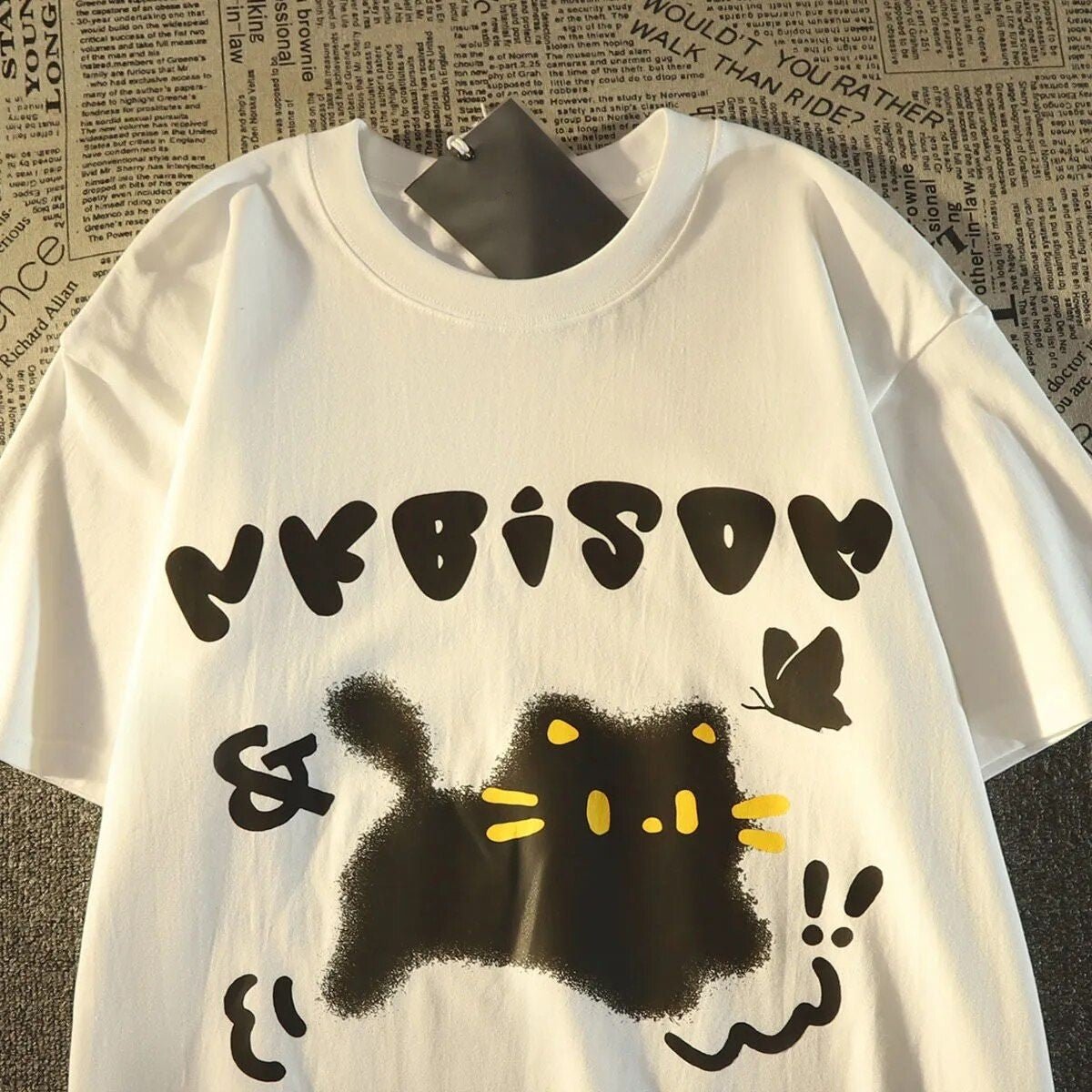 Kitten Startled By Butterfly T Shirt