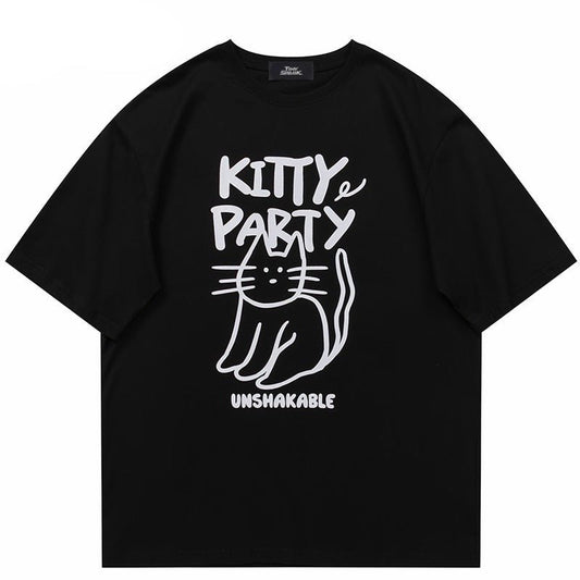 kitty party - cute kitten t shirt in black