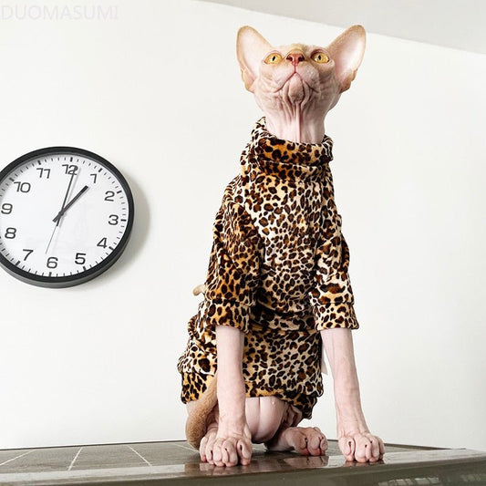 a fashionable designer cat cloth with leopard print design
