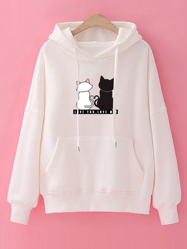 Love you love me Kawaii female cat hoodie