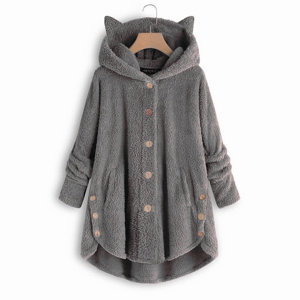 dark gray sophisticated cat ear hoodie made for winter