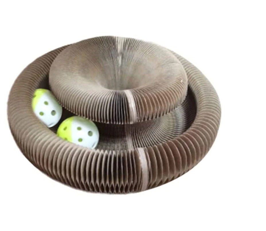 circle cat scratcher with free balls and interactive toy for cat