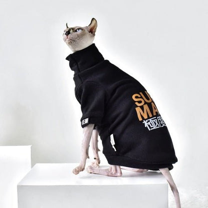 a stylish sweater for cat in black