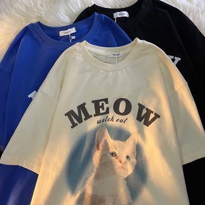 trendy meow watch out cat t shirt
