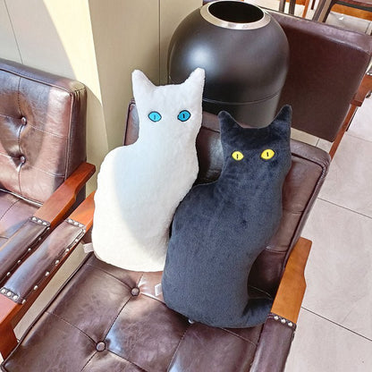 Minimalist black and white cat plush