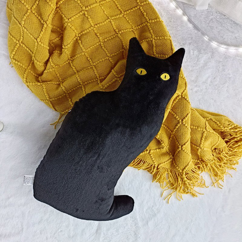 a black kawaii cat plushie for snuggle
